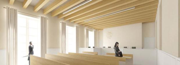 Perspective de la salle d'audience du futur palais de justice de Lons le Saunier